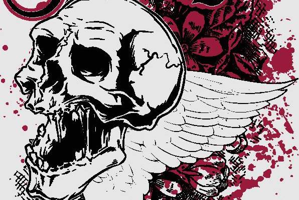 街头风格骷髅翅膀裁片印花服装印花设计