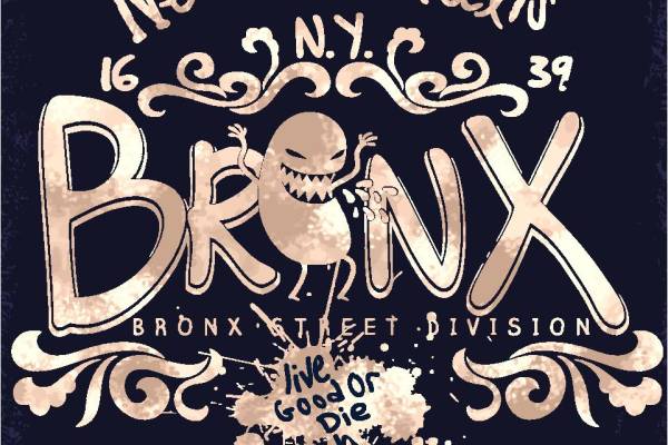 复古街头风格裁片印花服装，展现纽约布朗克斯区独特文化