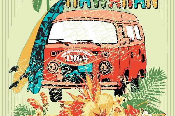 复古夏威夷风格裁片印花服装,夏日海滩度假必备