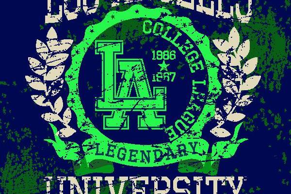 洛杉矶大学联盟复古风格裁片印花服装