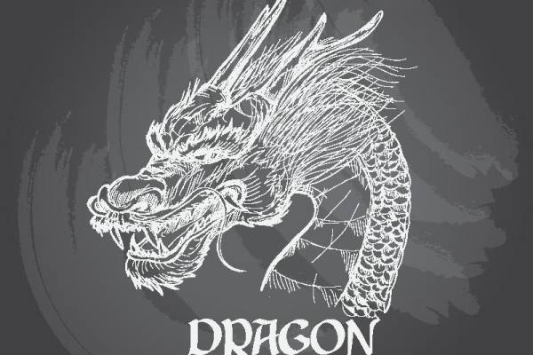 时尚手绘龙纹裁片印花服装印花设计