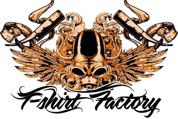 复古风格骷髅与翅膀裁片印花服装印花设计