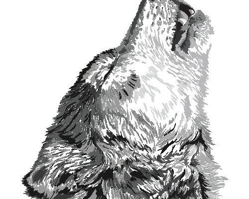 抽象风格狼头裁片印花服装图案设计