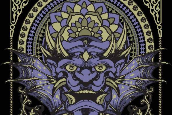 神秘紫色面具裁片印花服装,展现独特个性与风格