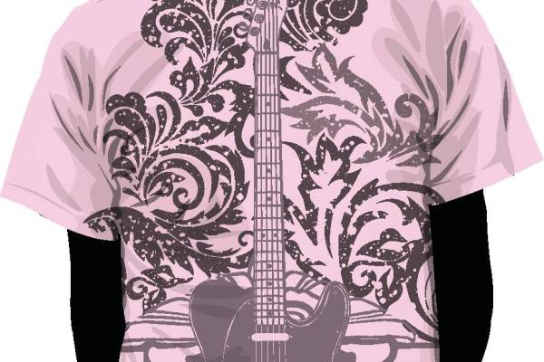 时尚音乐主题裁片印花服装印花T恤设计