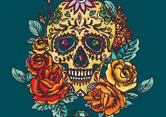 时尚个性骷髅头裁片印花服装，展现独特风格