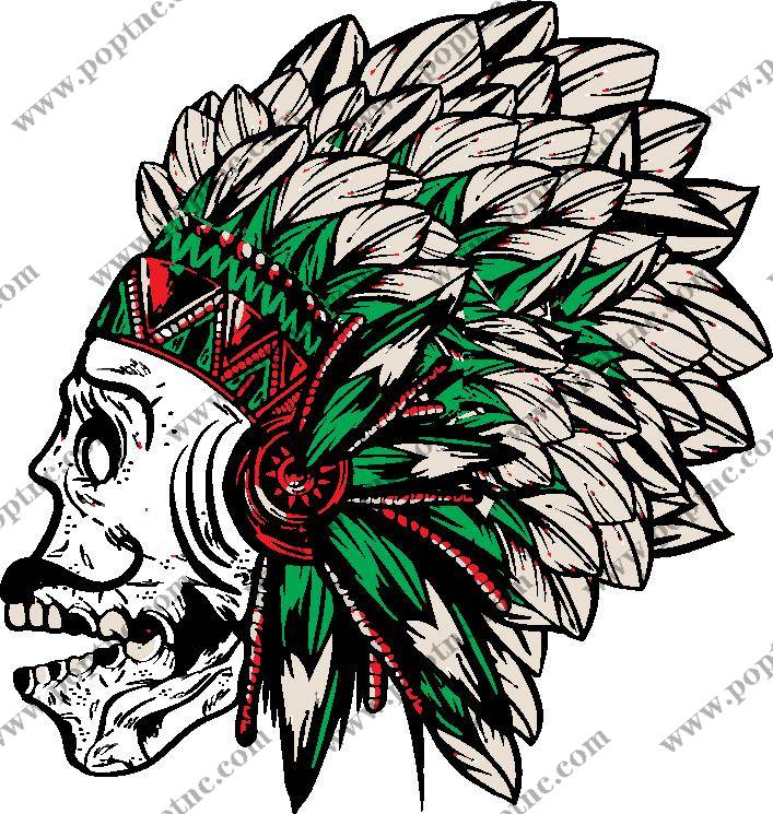 独特印第安风格骷髅头裁片印花服装