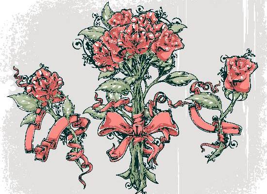 时尚优雅红色花卉裁片印花服装印花设计