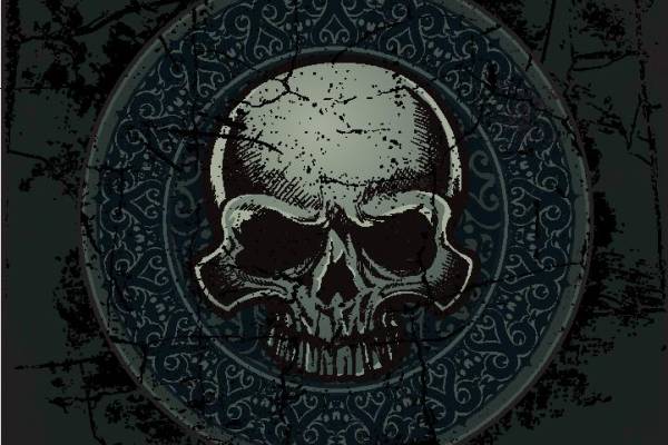 哥特风格骷髅头裁片印花服装印花设计