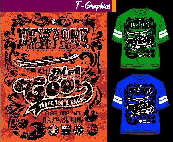 纽约街头风格裁片印花服装印花设计