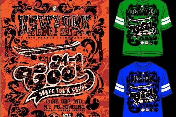 纽约街头风格裁片印花服装印花设计