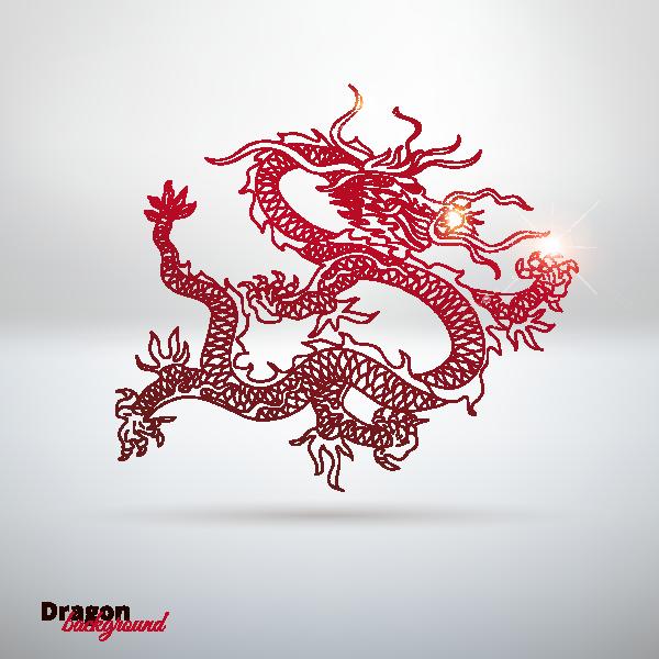 中国风龙纹裁片印花服装印花设计