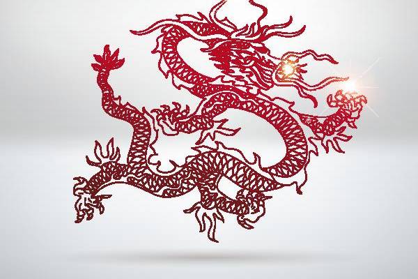 中国风龙纹裁片印花服装印花设计