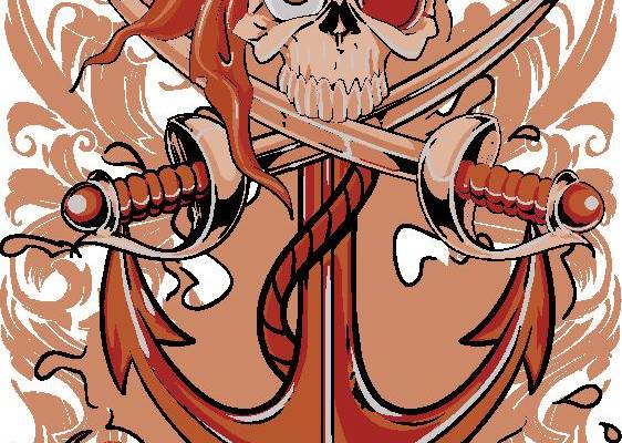 时尚骷髅头裁片印花服装 个性海盗风格服装印花设计