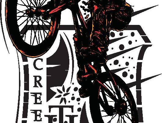 创意裁片印花服装 动感自行车图案印花T恤