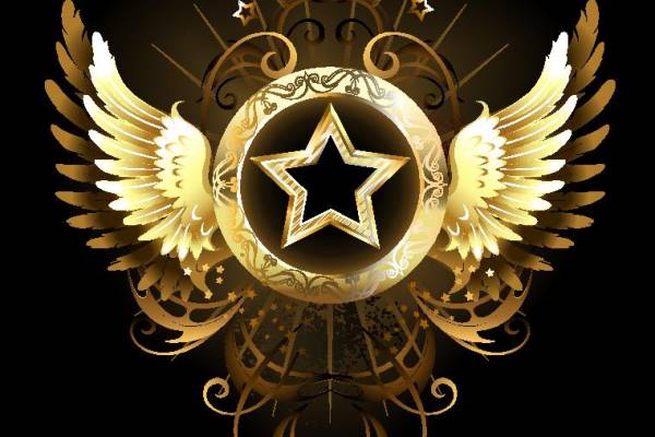 金色翅膀星星图案裁片印花服装印花设计