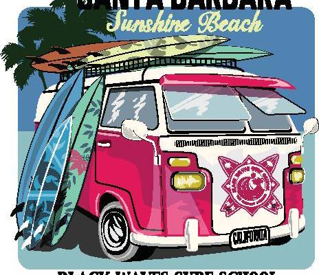 圣巴巴拉阳光海滩裁片印花服装 黑浪冲浪学校1979