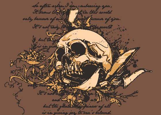 复古风格骷髅裁片印花服装印花设计