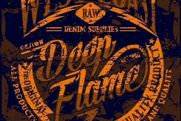 复古风格牛仔服装裁片印花设计，展现经典与时尚