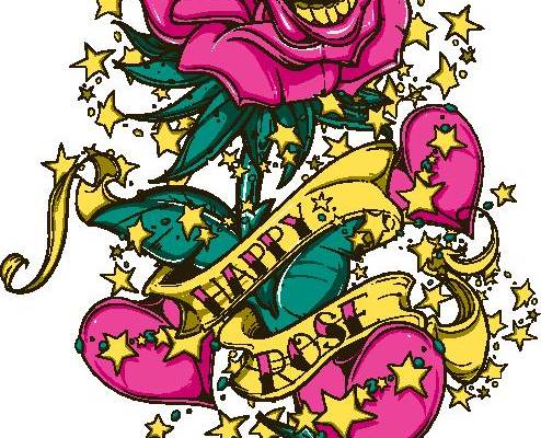 时尚潮流粉色玫瑰裁片印花服装印花设计