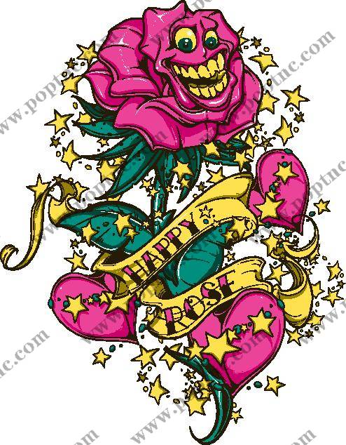 时尚潮流粉色玫瑰裁片印花服装印花设计