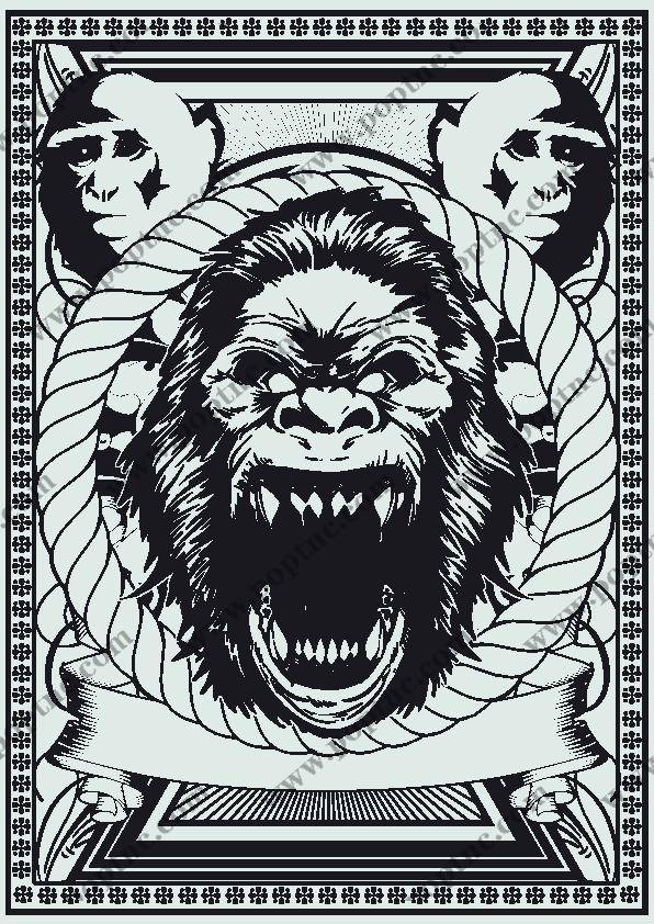 复古风格狮头图案裁片印花服装印花设计