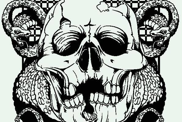 哥特风骷髅裁片印花服装印花设计