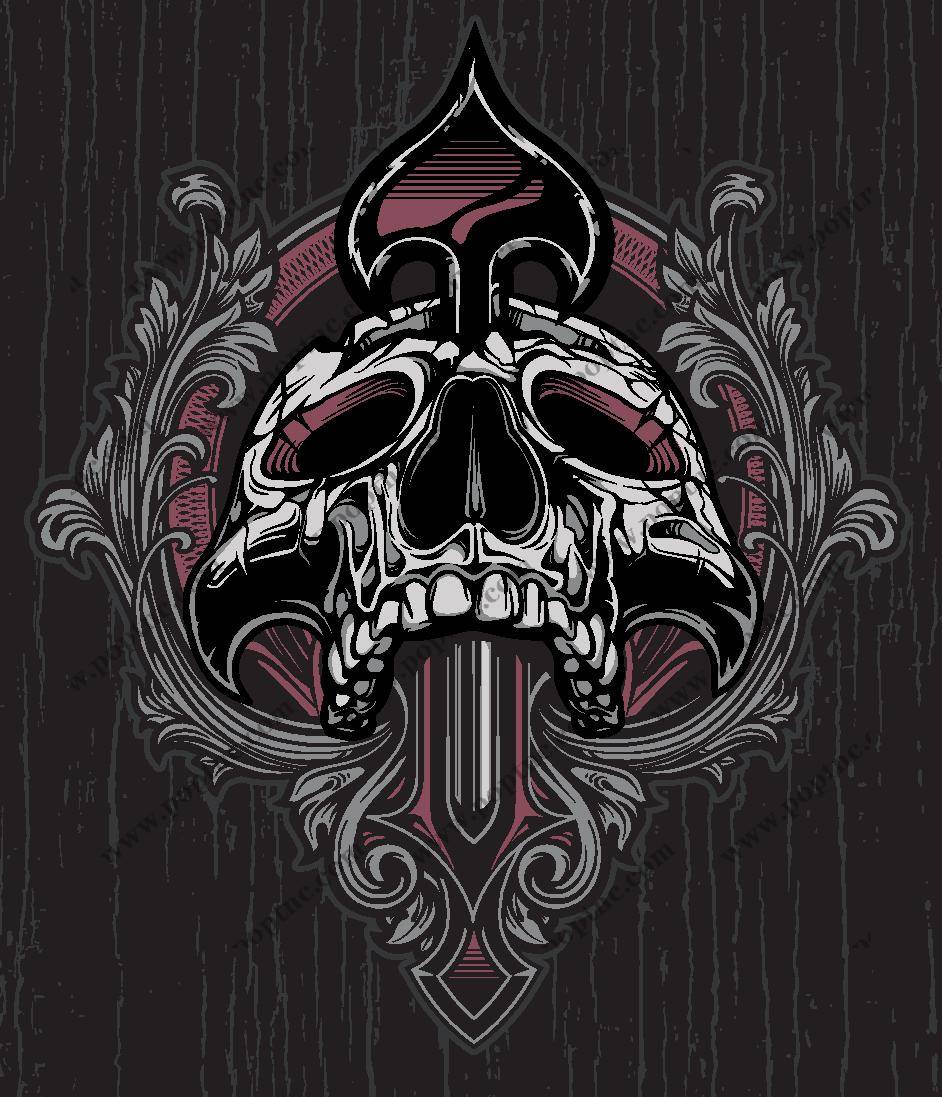 哥特风格骷髅头裁片印花服装印花设计