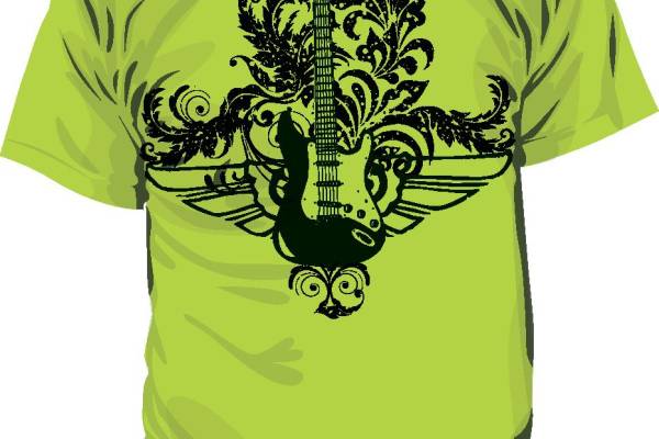 时尚个性吉他裁片印花服装，展现音乐魅力的服装印花设计