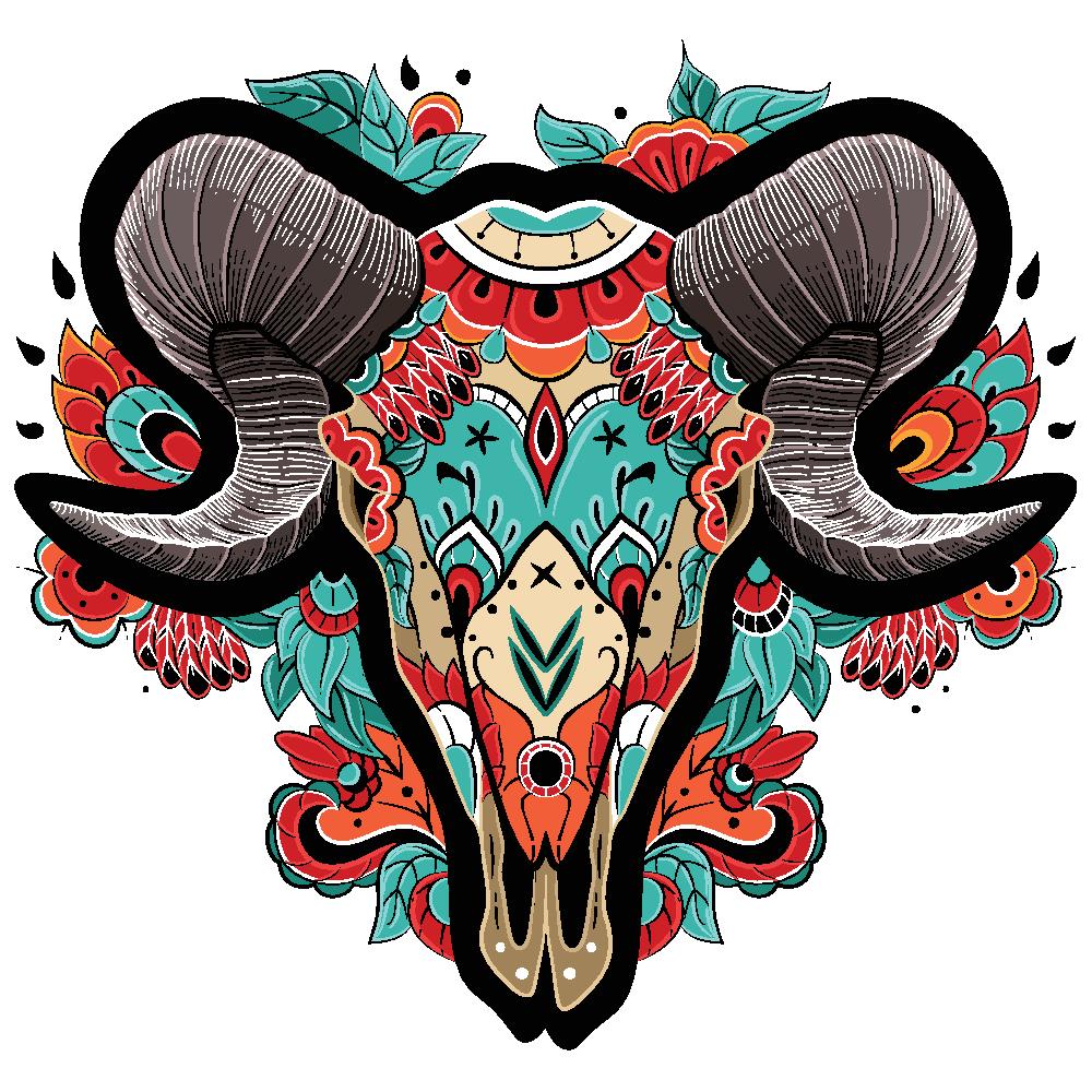 民族风牛头裁片印花服装印花设计