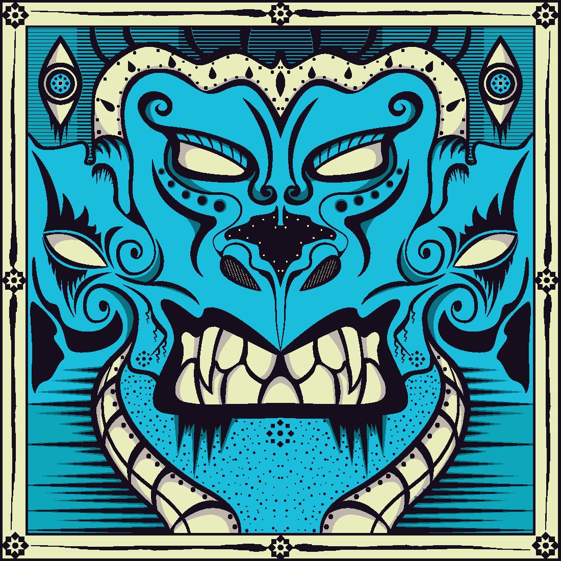 创意裁片印花服装:抽象艺术风格的面具图案设计