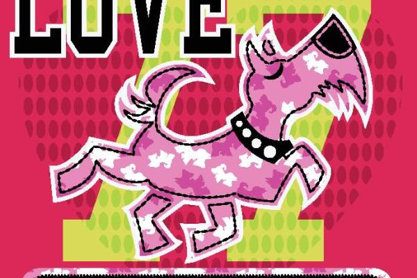 可爱粉色卡通狗裁片印花服装印花设计