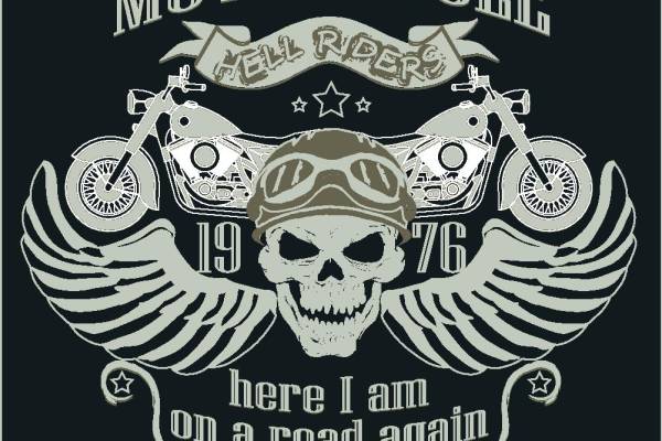 复古摩托车主题裁片印花服装印花设计