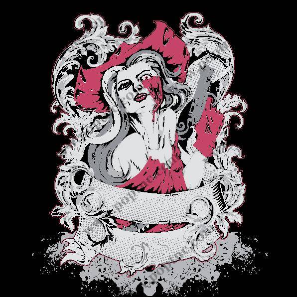 复古风格女性形象裁片印花服装印花设计