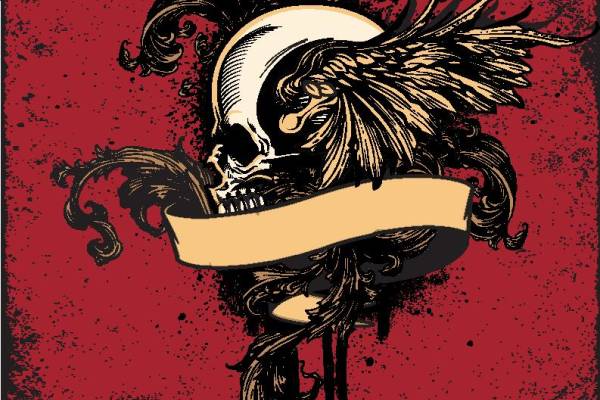 复古风格骷髅头裁片印花服装印花设计