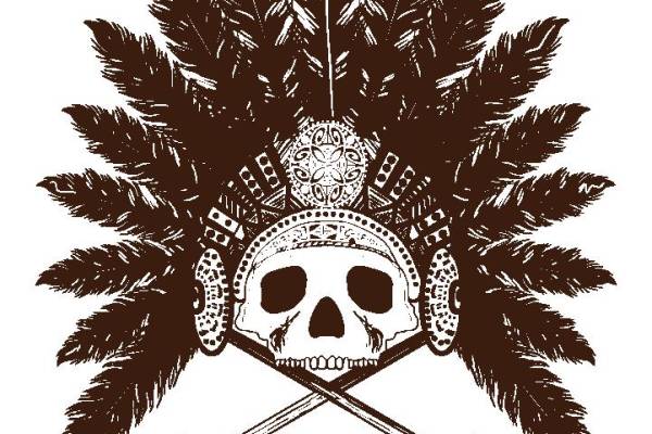 复古风格骷髅头裁片印花服装印花设计