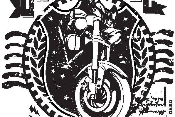 经典摩托车主题裁片印花服装印花设计