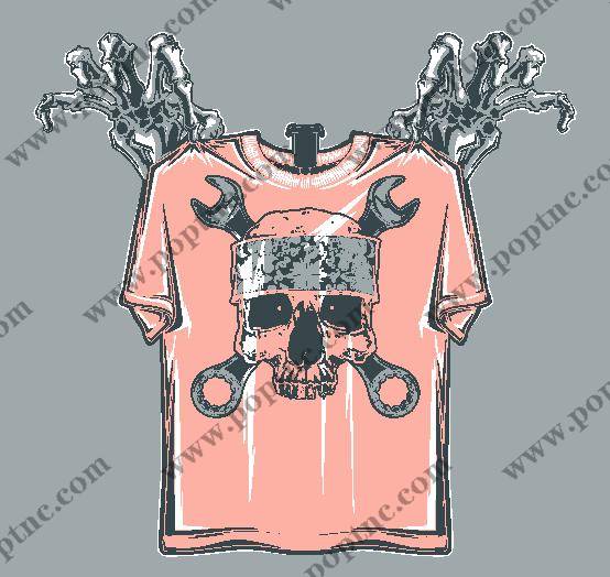创意骷髅头裁片印花T恤,展现独特个性的服装印花