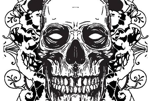 哥特风格骷髅头裁片印花服装印花设计