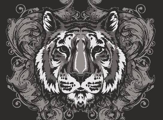 霸气虎头图案裁片印花服装印花设计