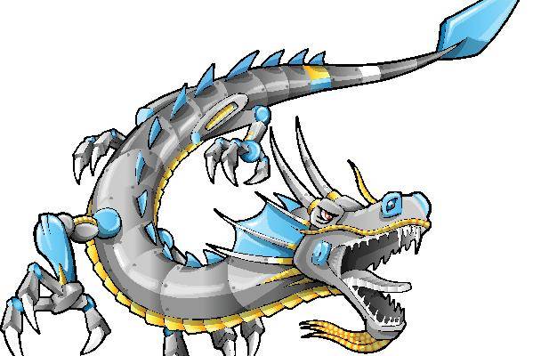 时尚潮流：蓝色龙形裁片印花服装印花设计