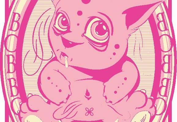 时尚潮流粉色卡通裁片印花服装印花设计