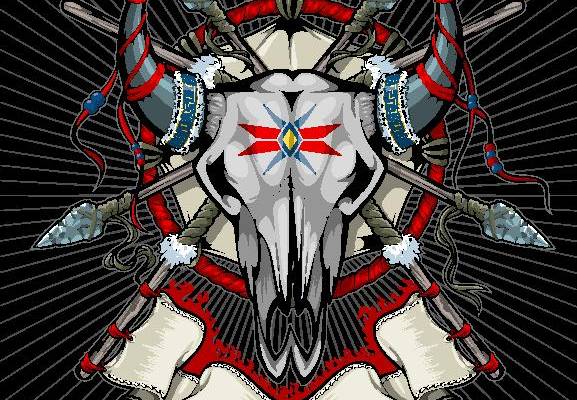 独特民族风牛头裁片印花服装印花设计