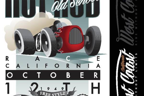 经典热棒赛车裁片印花服装 复古风格服装印花设计