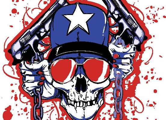 街头风格骷髅头裁片印花服装印花设计