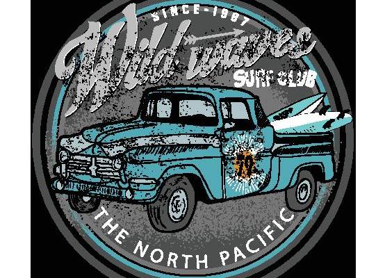 复古风格北太平洋冲浪俱乐部裁片印花服装