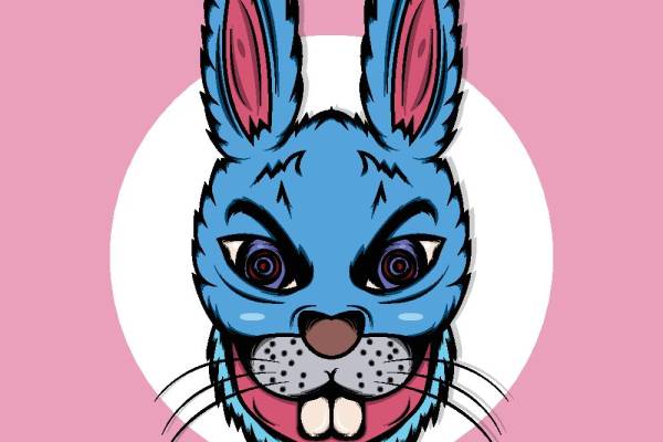 时尚潮流蓝色兔子裁片印花服装印花设计