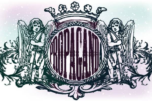 复古风格裁片印花服装：经典天使与盾牌图案