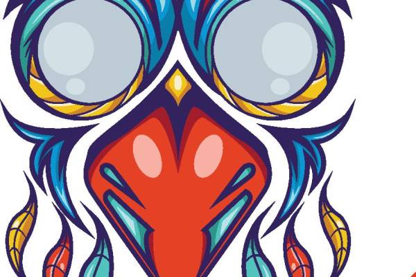 时尚潮流猫头鹰裁片印花服装印花设计