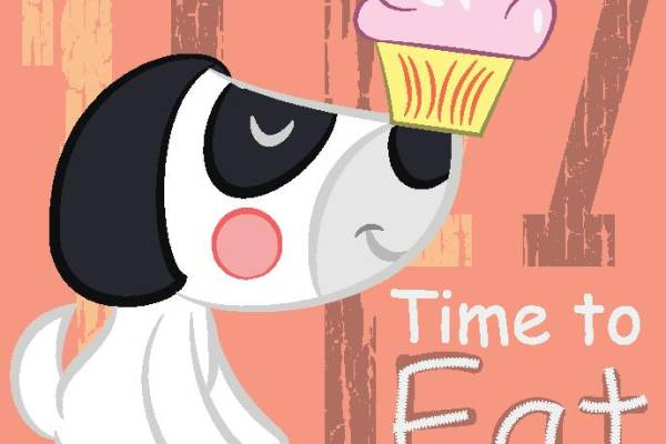 可爱卡通狗裁片印花服装，趣味冰淇淋图案服装印花设计